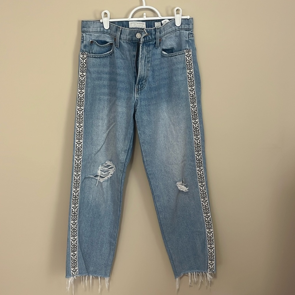 Lucky Brand Light Blue Distressed Side-Trim Jeans